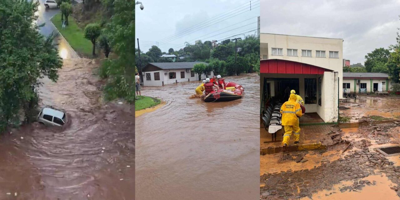 Chuva forte interdita estradas e deixa cidades embaixo d’água em SC