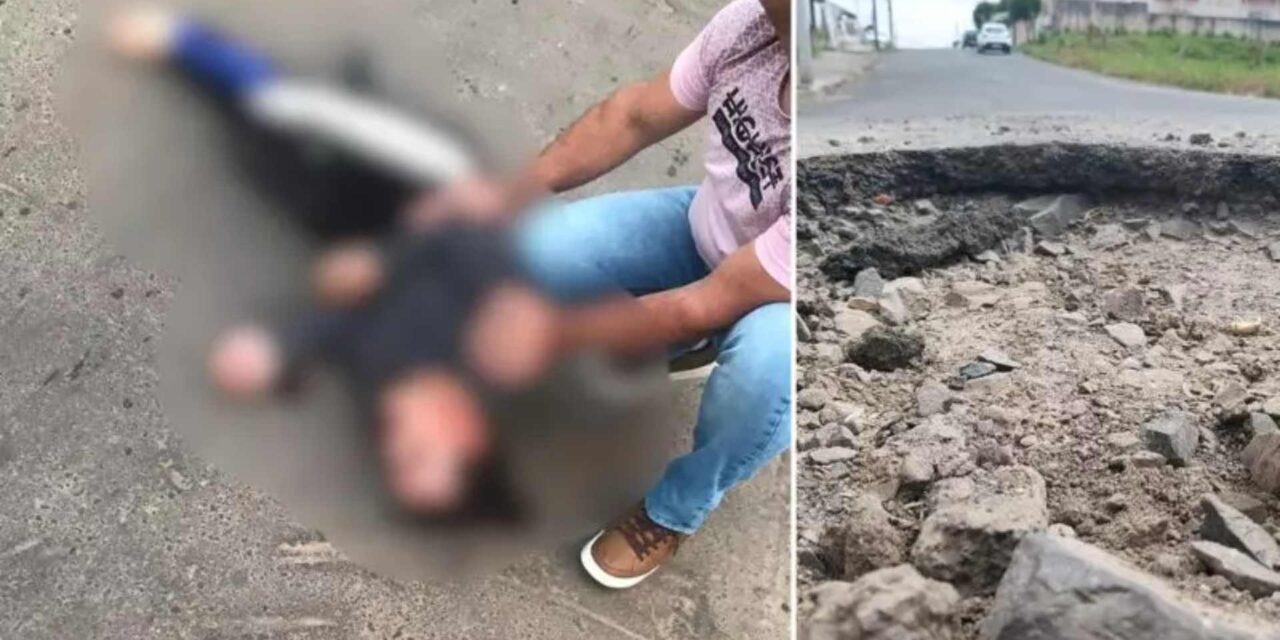 Ciclista é entubado ao cair em buraco na rua em Lages