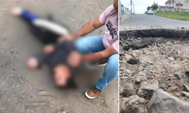 Ciclista é entubado ao cair em buraco na rua em Lages