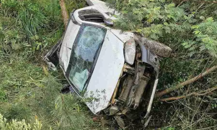 Carro com cinco trabalhadores capota e cai em ribanceira na Serra