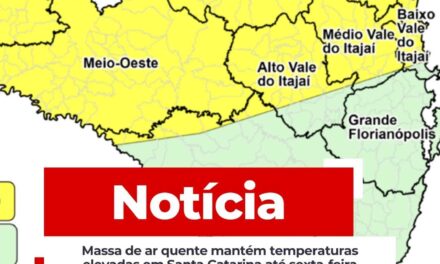 Massa de ar quente mantém temperaturas elevadas em Santa Catarina até sexta-feira